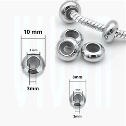 Berloque Stopper em Aço Inoxidável com Silicone