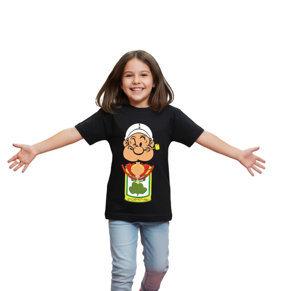 Camiseta Popeye Infantil Unissex Estampa Divertida 100% Algodão Confortável Vários Tamanhos 2 a 16