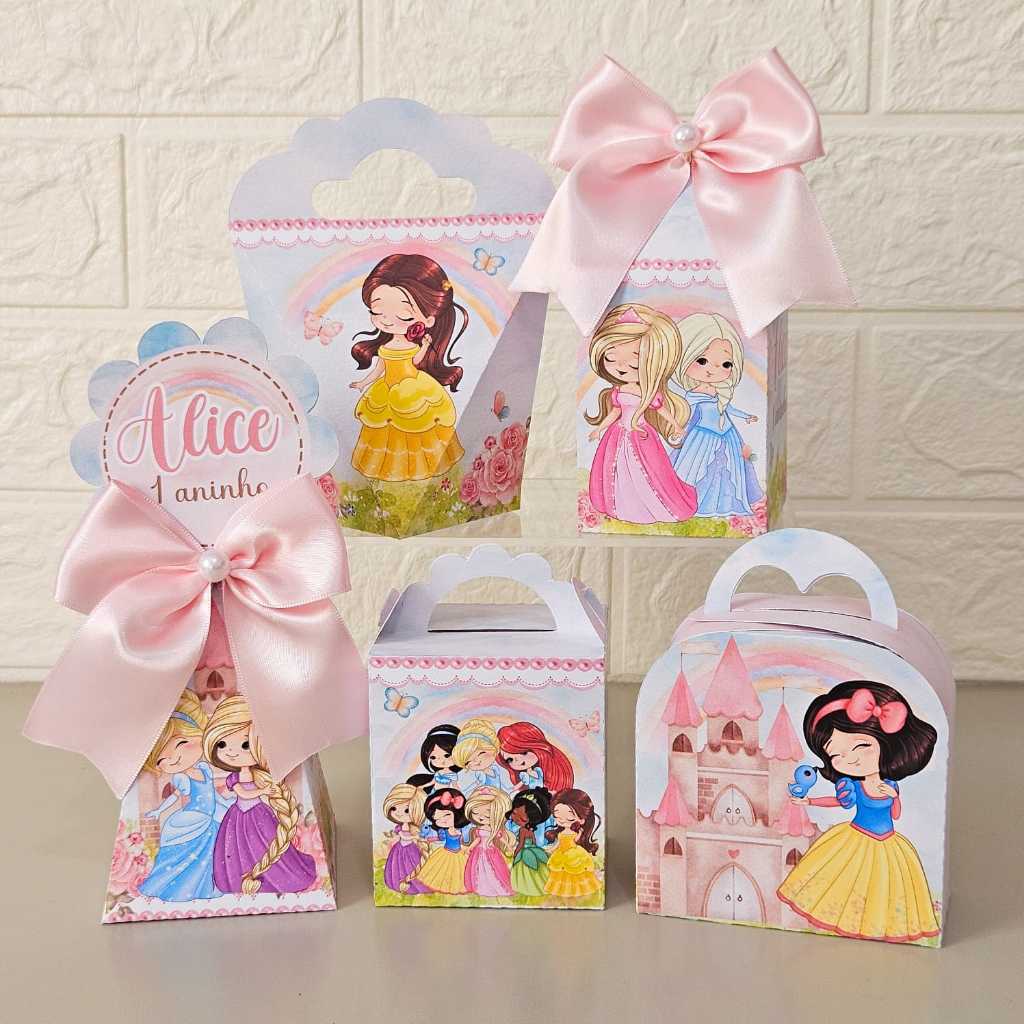 Kit Festa Princesas Cute- Pegue e Monte- Caixinhas Personalizadas Lembrancinhas para Festa Infantil