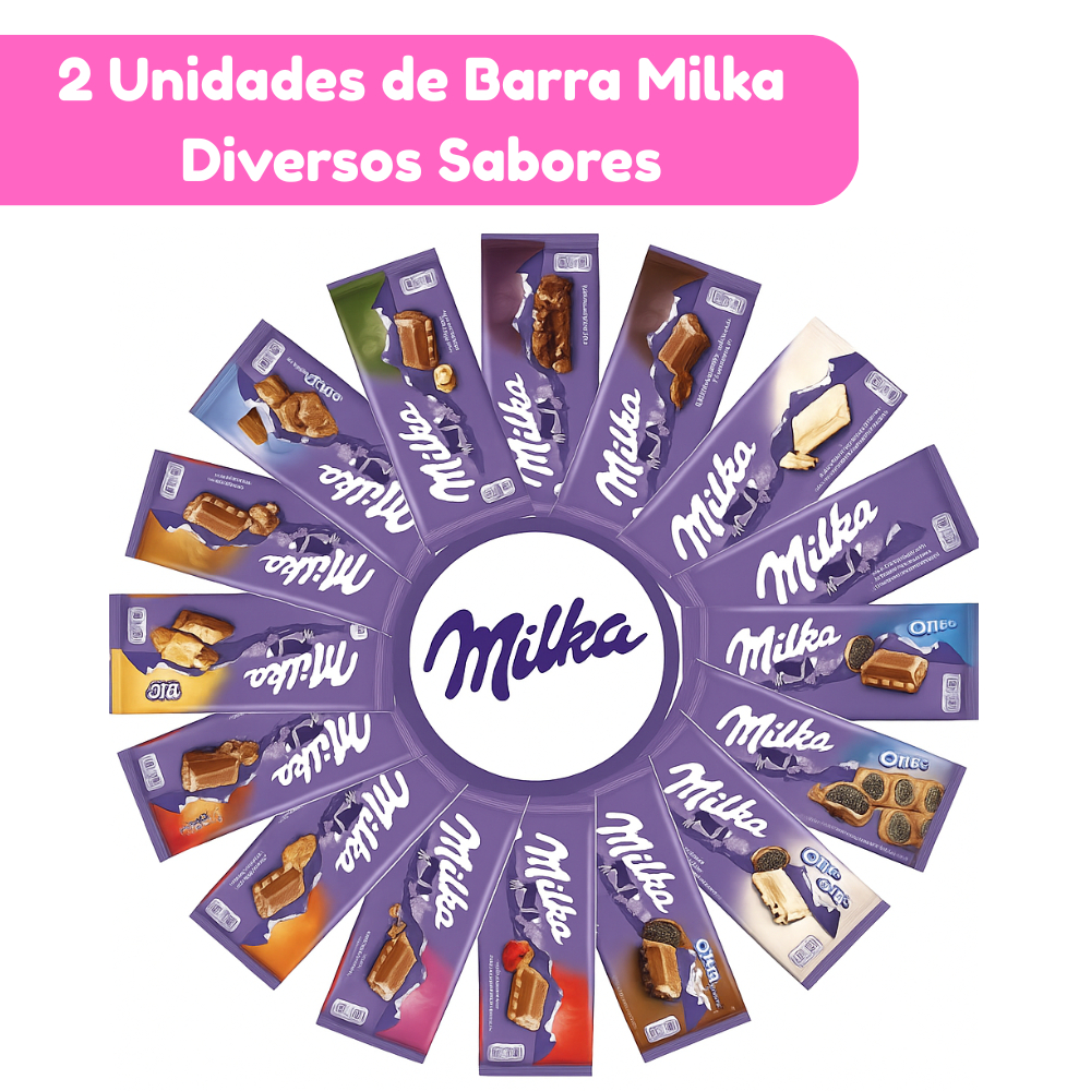 Kit 2 Barras Chocolate Milka Importado Kit com 2 unidades Milka Diversos Sabores