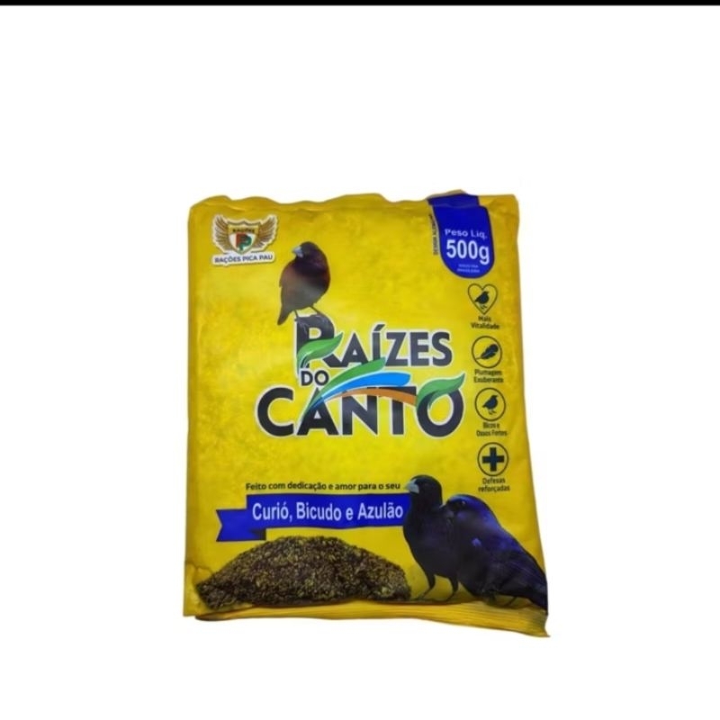Ração Para Curió, Bicudo E Azulão Raízes Do Canto 500g- Pica Pau (alimento completo)