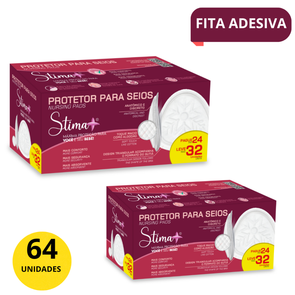 Absorvente Protetor de Seio STIMA C/64UN  (Cada CX Com 32Un) Adesivo