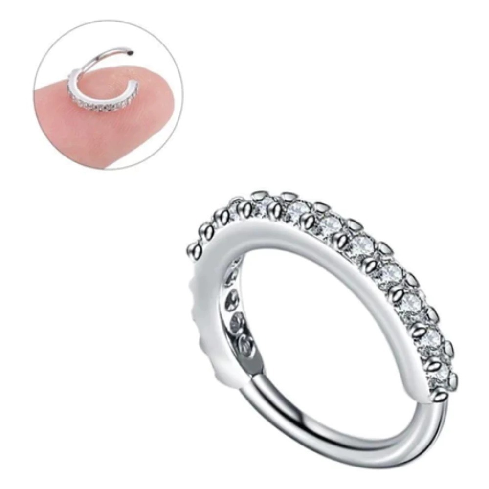 Piercing Argola Aço Inoxidável - Cravejado Zircônias Torção Para Nariz com brilho