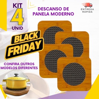 Pacote 4 Descanso de Panela, Bambu, Casa, Cozinha, Jantar, Premium, Prático, Proteje a Mesa, Quente em Oferta na Shopee