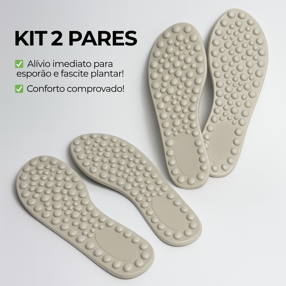 Kit 2 Pares Palmilha Massageadoura Ortopédica Anatômica Artrite Facite Plantar Alto Conforto Tênis