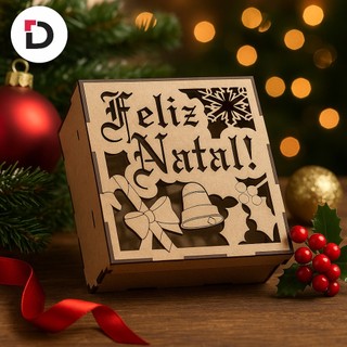 OFERTA! Kit 10 Caixinhas Com Tampa Feliz Natal MDF Cru Decoração Natalina - Lembrancinha Decorativa - NATAL