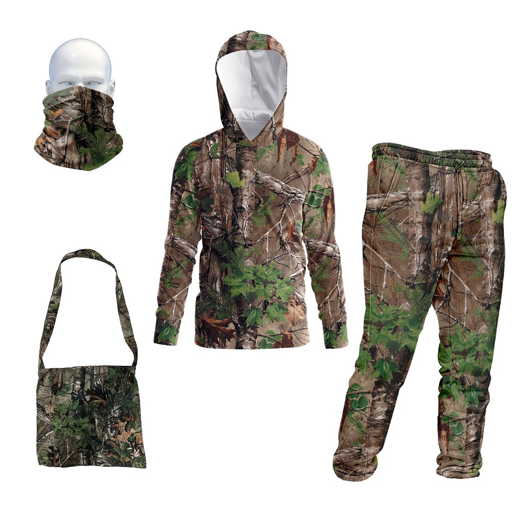 kit completo caça Roupa camuflada estampa 3d + bornal e bandana  camuflagem Airsoft Paintball
