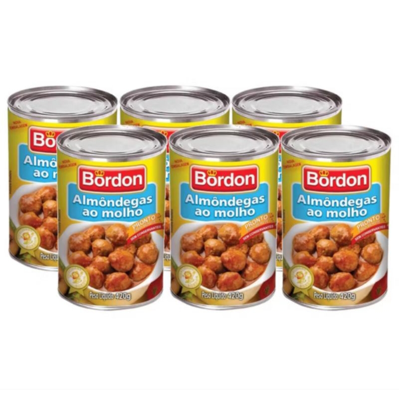KIT 1,2,3,6 Almôndegas ao Molho Borgon Lata 420g Original em Oferta na Shopee