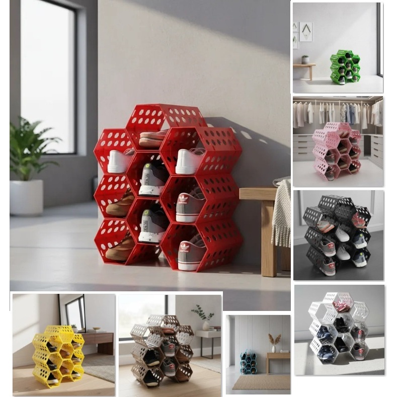 Sapateira Colmeia 9 Cavidades Porta Hall Quarto Várias Cores