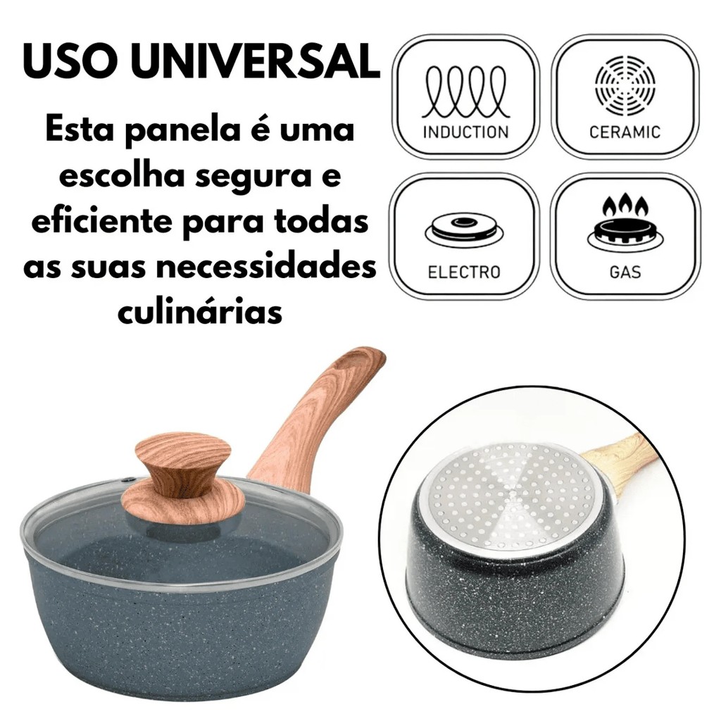 Panela De Cerâmica com Tampa de Vidro - 18cm em Oferta na Shopee