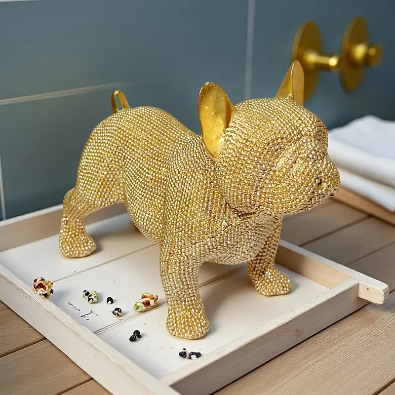 Enfeite Decorativo Em Resina Super Luxo Cachorro/ Bulldog Francês