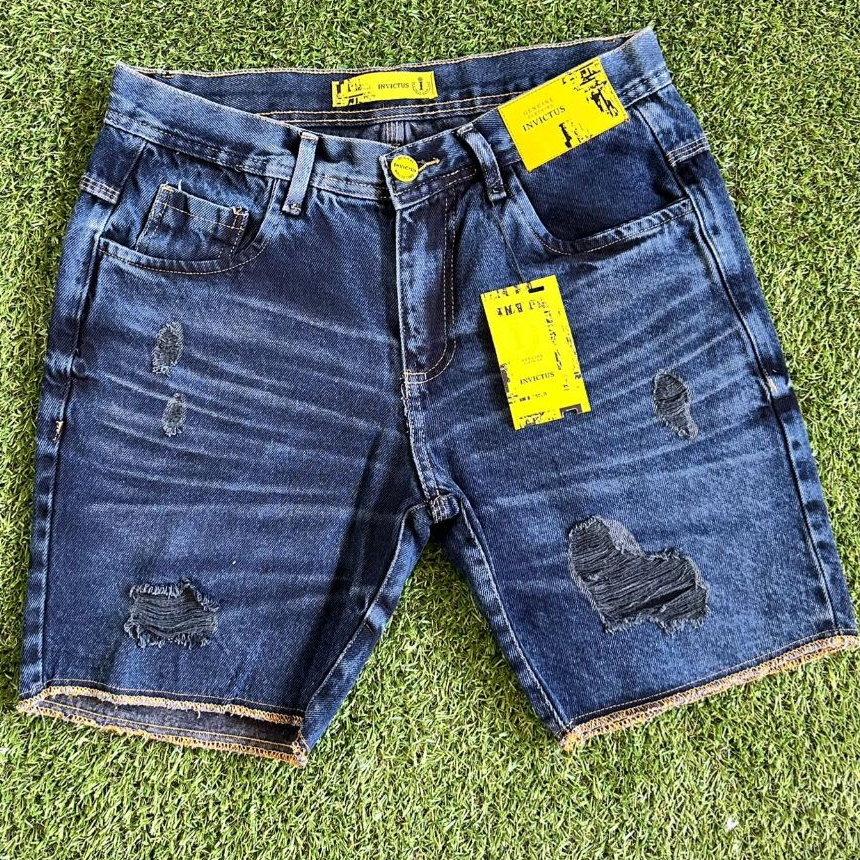 Bermuda jeans Masculina Estilo Jogador Original Curta Linha Premium Short Rasgado e Com Pigmento em Oferta na Shopee