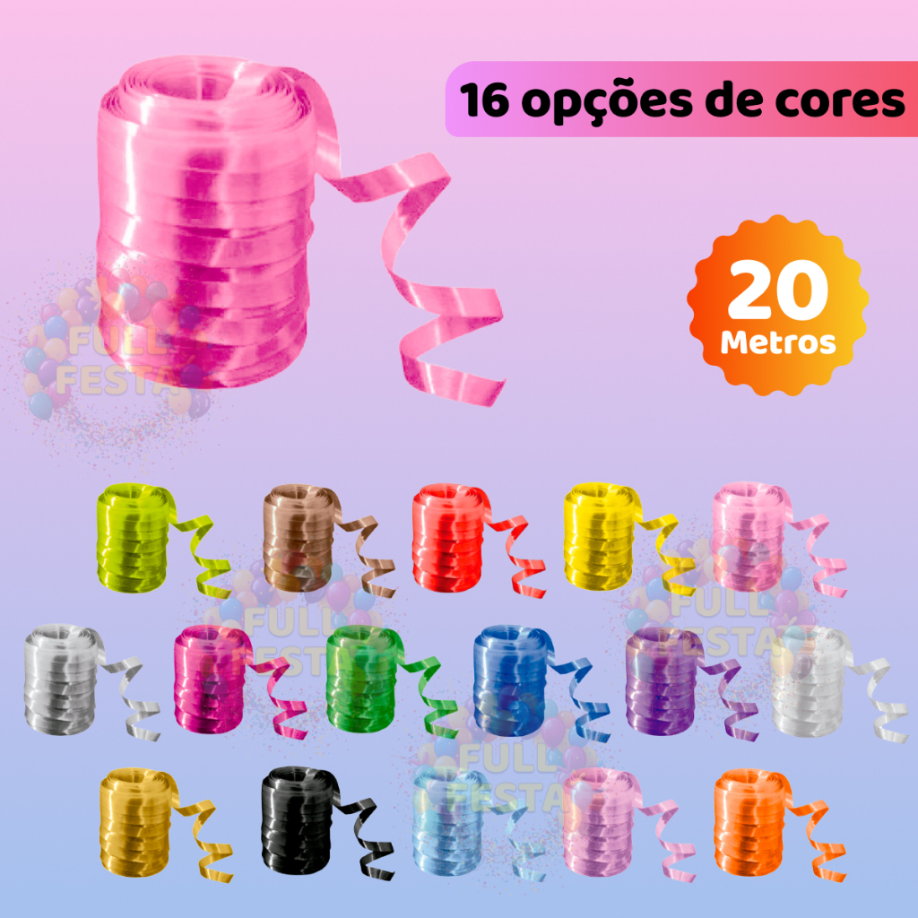 Fitilho Metalizado e Colorido – Fita Decorativa para Presentes, Balões Artesanato e Lembrancinhas