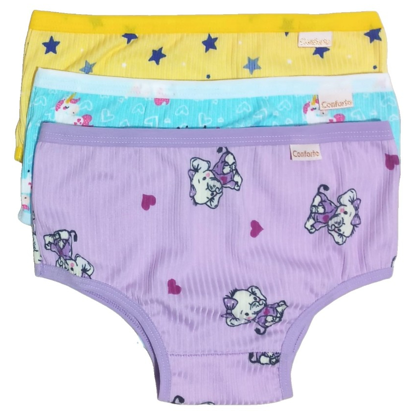 Calcinha Infantil Suede Feminina Menina Estampado Criança Infantis Confortavel Kids Moça Colorida