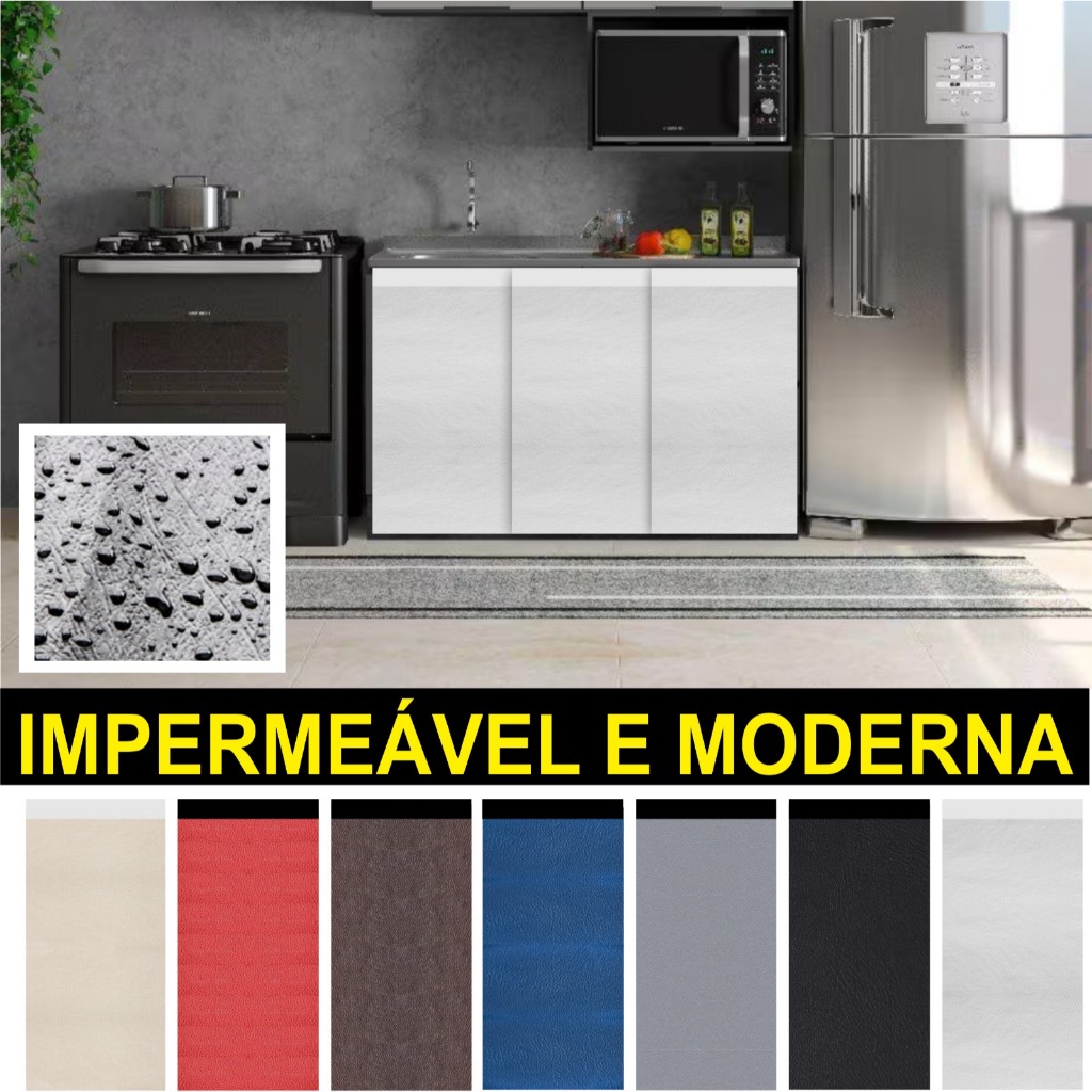 Cortina de Pia impermeável Adesiva com velcro - moderna e Pratica 1,38m x 0,80cm em Oferta na Shopee