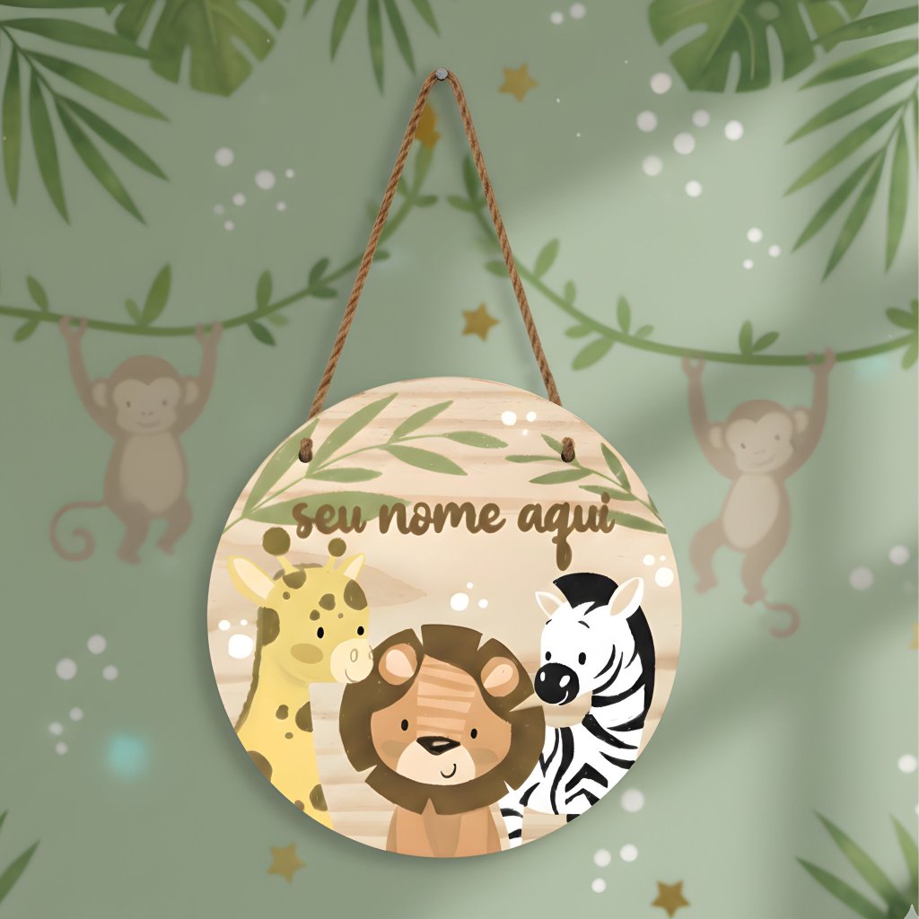 Placa Nome personalizado tema Safari enfeite de porta– Decoração Quarto Bebê/Porta Maternidade em Oferta na Shopee