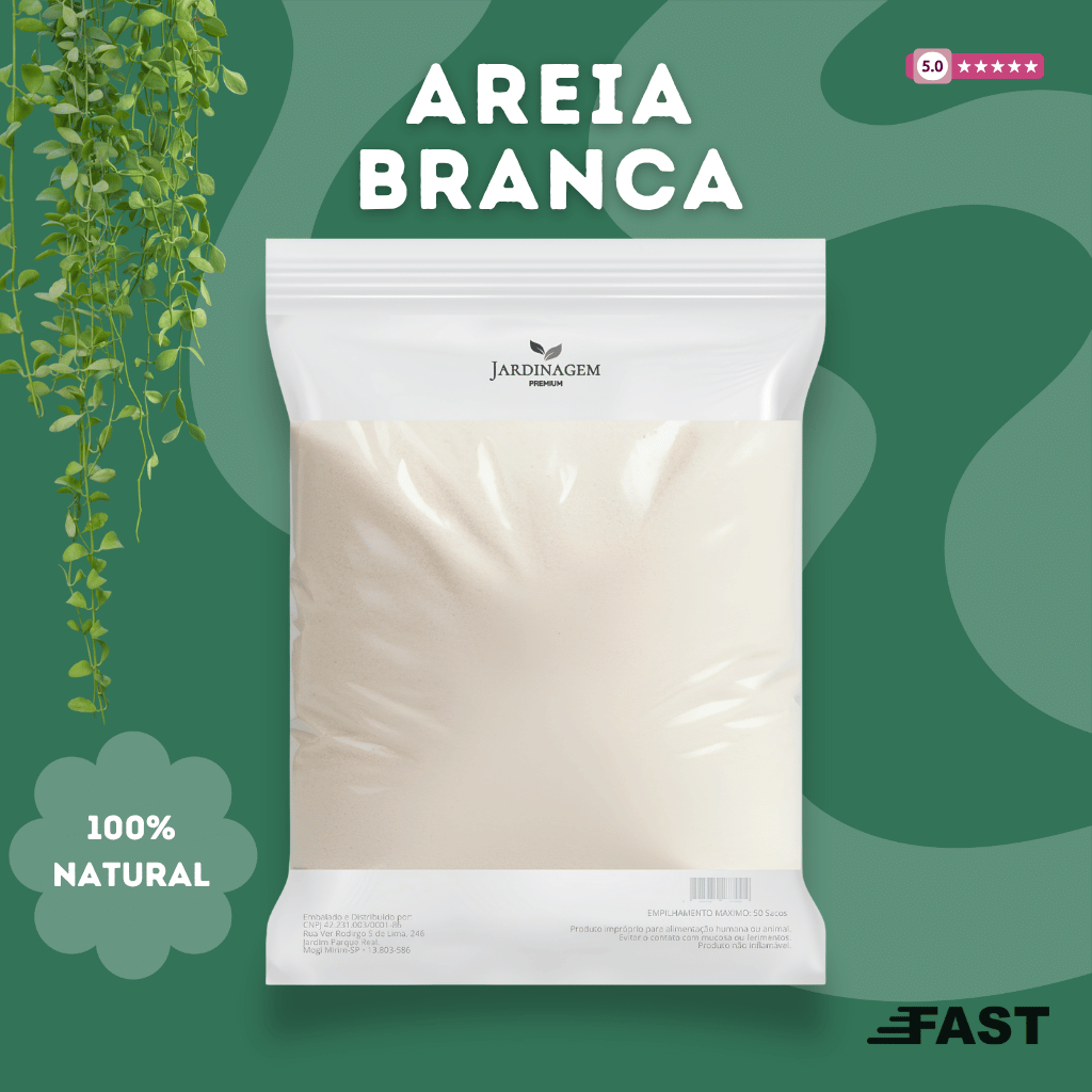 Areia Branca 900g para Decoração de Jardins, Terrários, Vasos e Aquários de Peixes