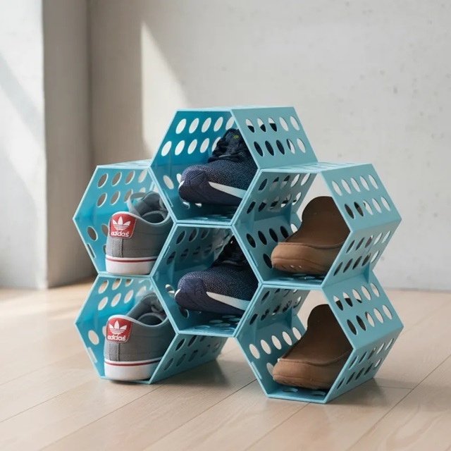 Sapateira Colmeia 6 Cavidades Azul Porta Hall Quarto em Oferta na Shopee
