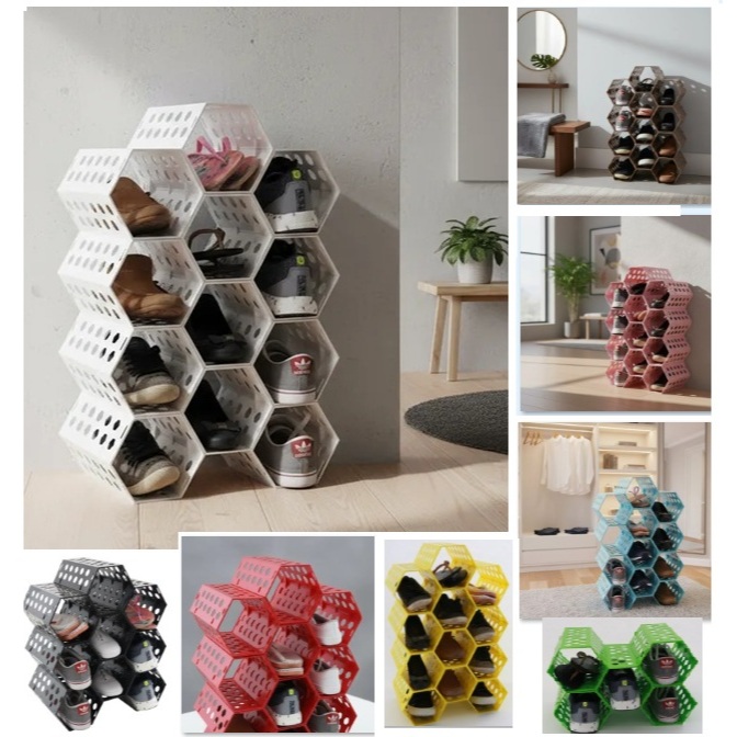 Sapateira Colmeia 12 Cavidades Porta Hall Quarto Várias Cores