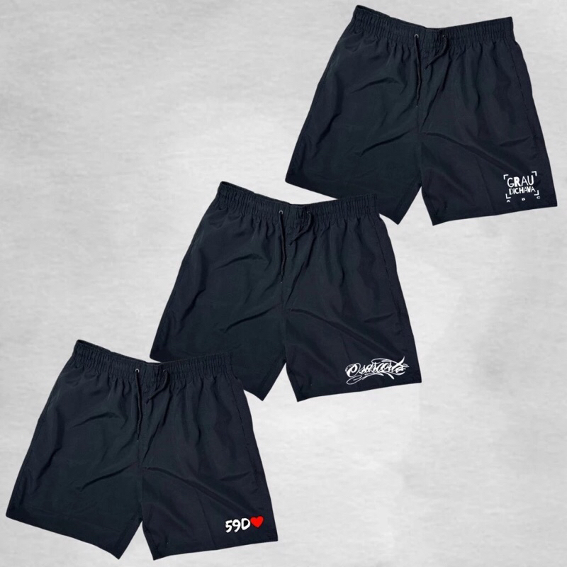 3 Shorts Tactel Elastano Kit GRAU, Ideal Para Treinos, Academia, Corrida, Esportes