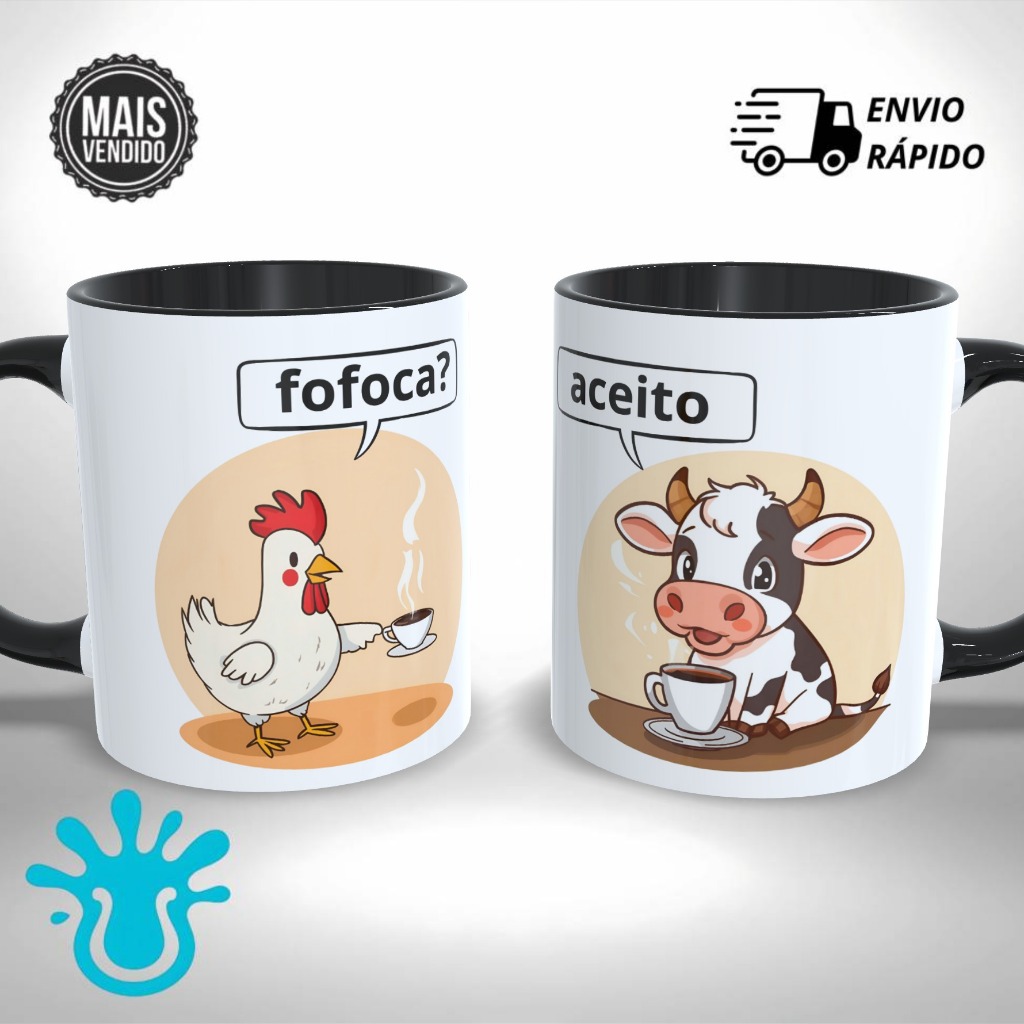Caneca Amigas Fofoca Vaquinha e Galinha Presente Exclusivo Único e Criativo