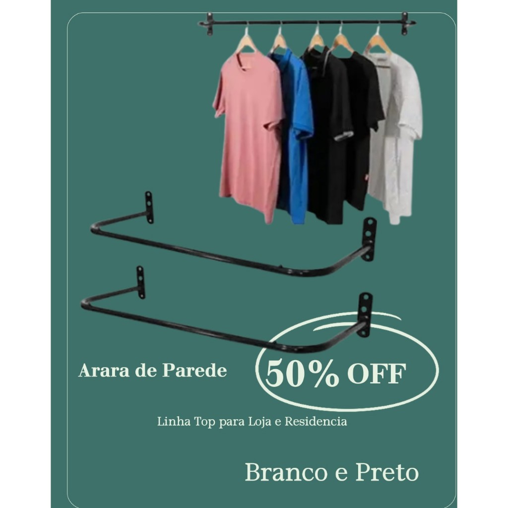 Arara de Parede para Roupas – Praticidade e Organização linha top premium 1.00 Metro em Oferta na Shopee