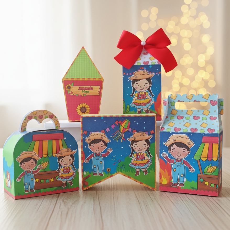 Kit Festa Junina Arraial | Caixinhas Personalizadas Aniversário Lembrancinhas Mimos