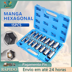 15 Peças Chave de Fenda Magnética de Energia Elétrica 1/4" Haste Sextavada Soquete Bit CRV 6-19mm