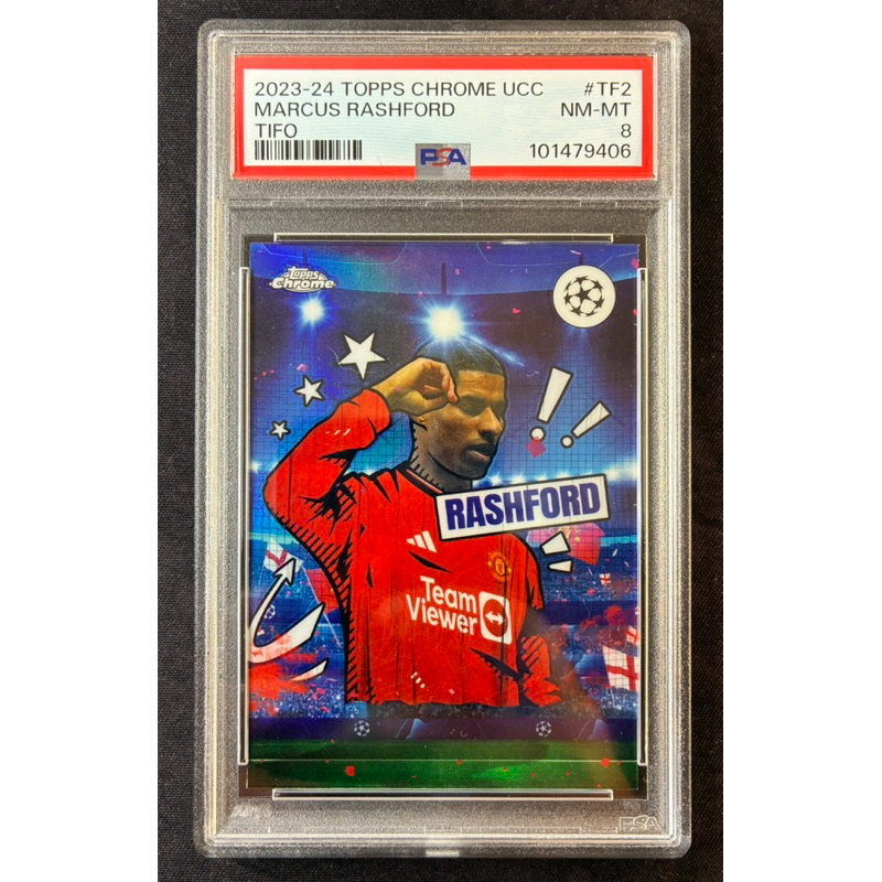 Card Marcus Rashford – Topps Chrome TIFO – Autenticado e Classificado Nota 8 (PSA)