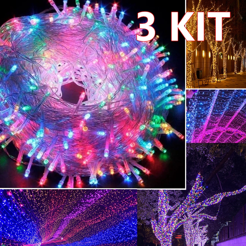 Pisca Pisca Natal Cordão 100 Leds 10m 8 Funções Varias Cores 110v/220v
