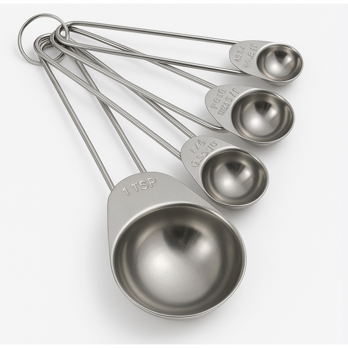 Colheres Medidoras Kit com 4, Próprias Para Ingredientes Secos ou Líquidos Material de Aço Inox em Oferta na Shopee