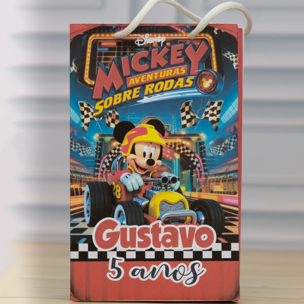 Mini Sacola Surpresa MICKEY Aventuras sobre Rodas Carros - Lembrancinha Personalizada - Festa Infantil - Pegue e Monte