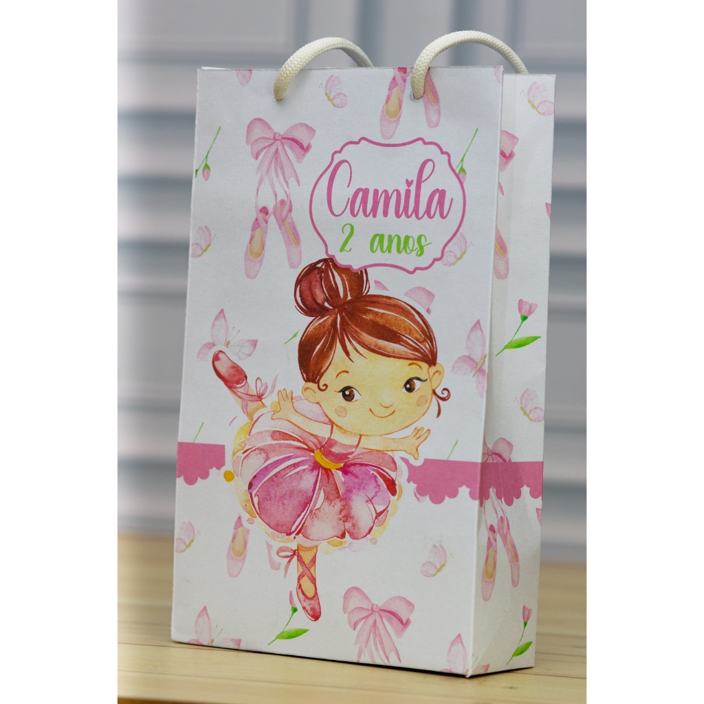 MINI Sacolinha Surpresa Personalizada  BAILARINA  - Lembrancinha Personalizada Festa Infantil Pegue e Monte