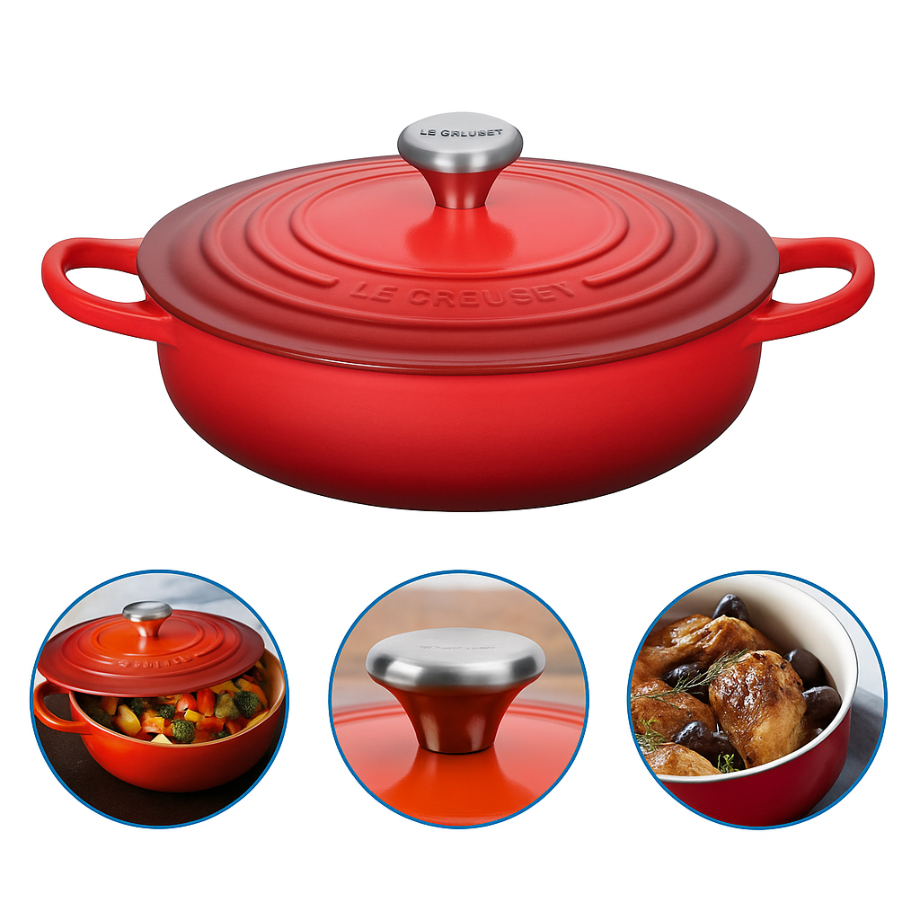 Imagem Panela Caçarola Revestimento Antiaderente Cerâmico 26 Cm Vermelho Azul Lehavi