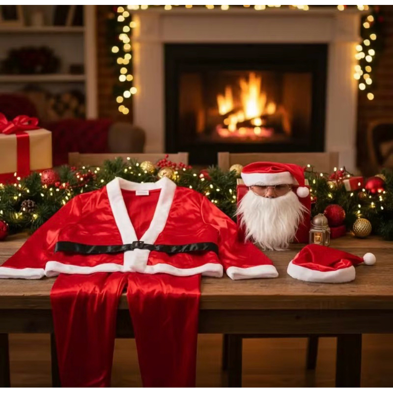 FANTASIA NOEL CETIM LUXO COMPLETA | TAM.: ÚNICO | TECIDO: CETIM | ARTIGOS DE FESTA | PAPAI NOEL | ANO NOVO | DECORAÇÃO