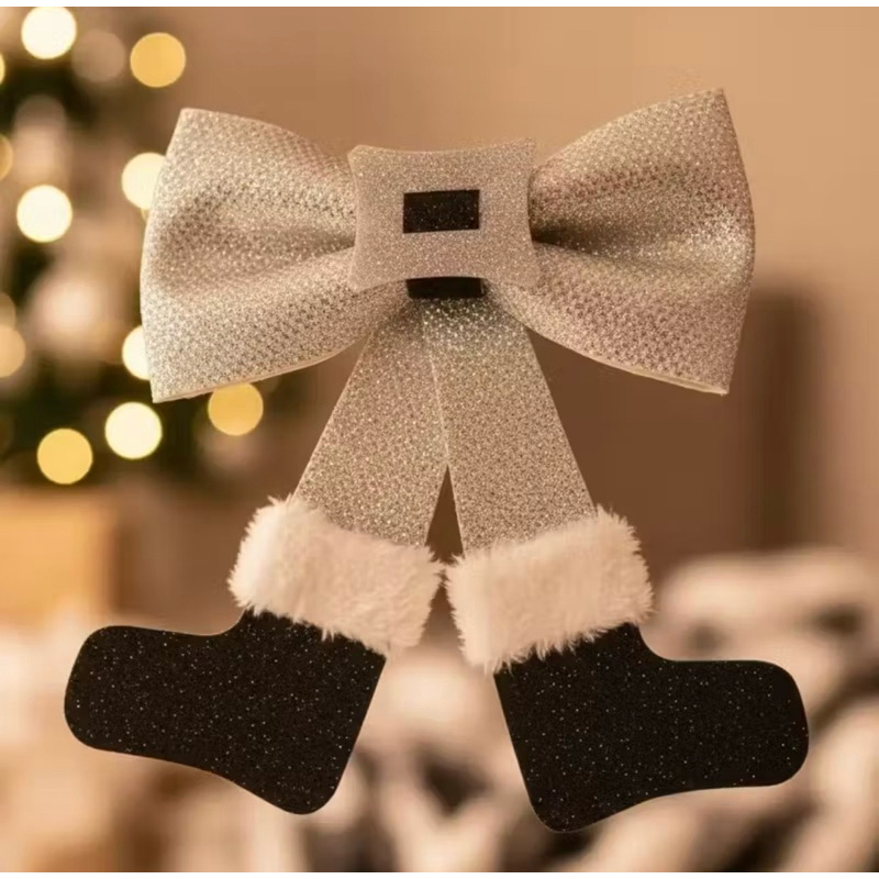 ENFEITE LAÇO NATALINO | 21x18CM | BOTAS | ÁRVORE DE NATAL | DECORAÇÃO | PAPAI NOEL | ARTIGOS DE FESTA | ANO NOVO