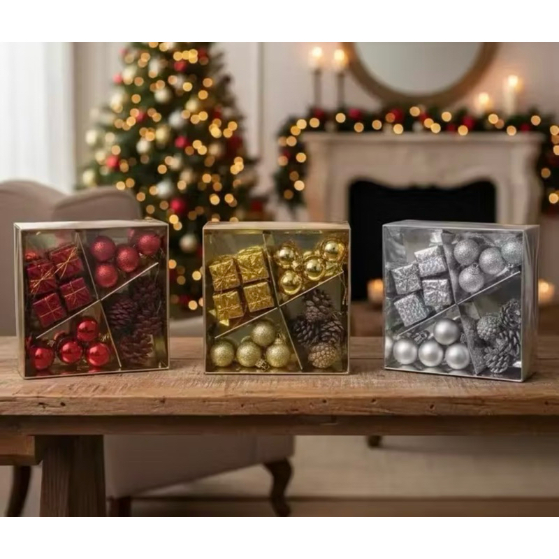 KIT COM 16 PEÇAS ENFEITE BOLAS ACESSÓRIOS NATALINOS | TAM.: 16x16CM | ÁRVORE DE NATAL | PAPAI NOEL | DECORAÇÃO | 2026