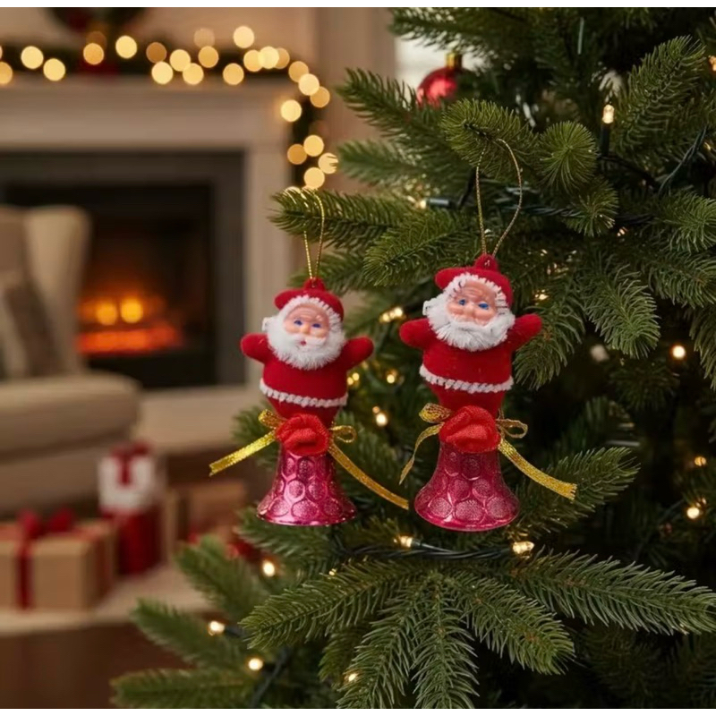KIT ENFEITES COM 2 PEÇAS | TAM.: 8x5CM | DECORAÇÃO DE ÁRVORE DE NATAL | GUIRLANDA | PAPAI NOEL | AMO NOVO | NATALINA
