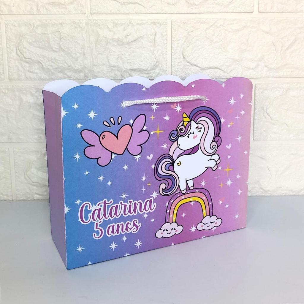 Sacolinha Lembrancinha Personalizada, Festa Aniversário, Tema Unicórnio