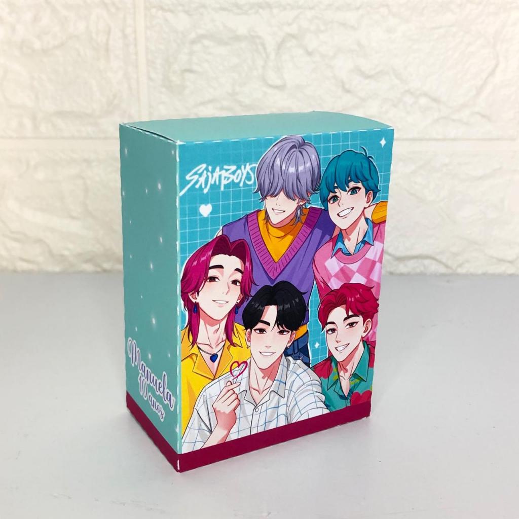 Caixa Lembrancinha Personalizada Festa Aniversário Tema Saja Boys/Guerreiras do Kpop