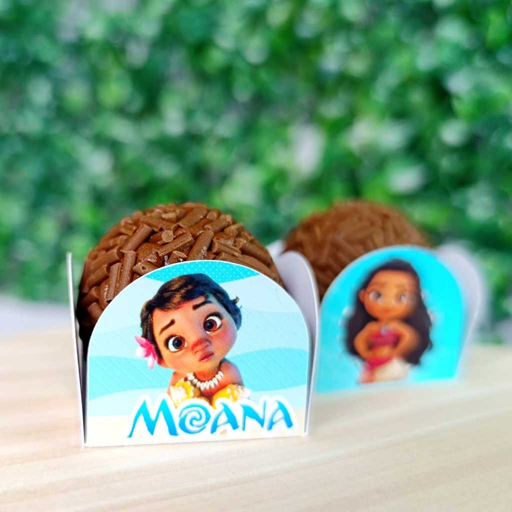 50 a 200 Forminhas para Docinhos Moana Baby Personalizadas 4 Pétalas Brigadeiro Festa Aniversário Doces