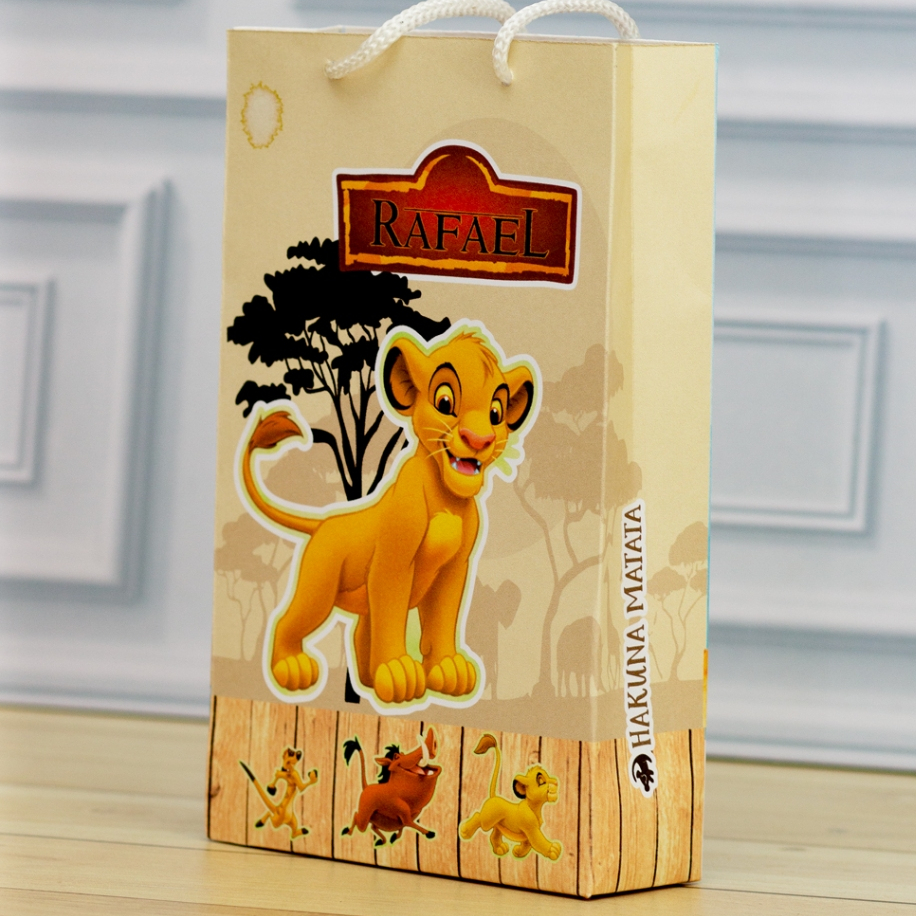 MINI Sacolinha Surpresa Personalizada REI LEÃO  - Lembrancinha Personalizada Festa Infantil Pegue e Monte
