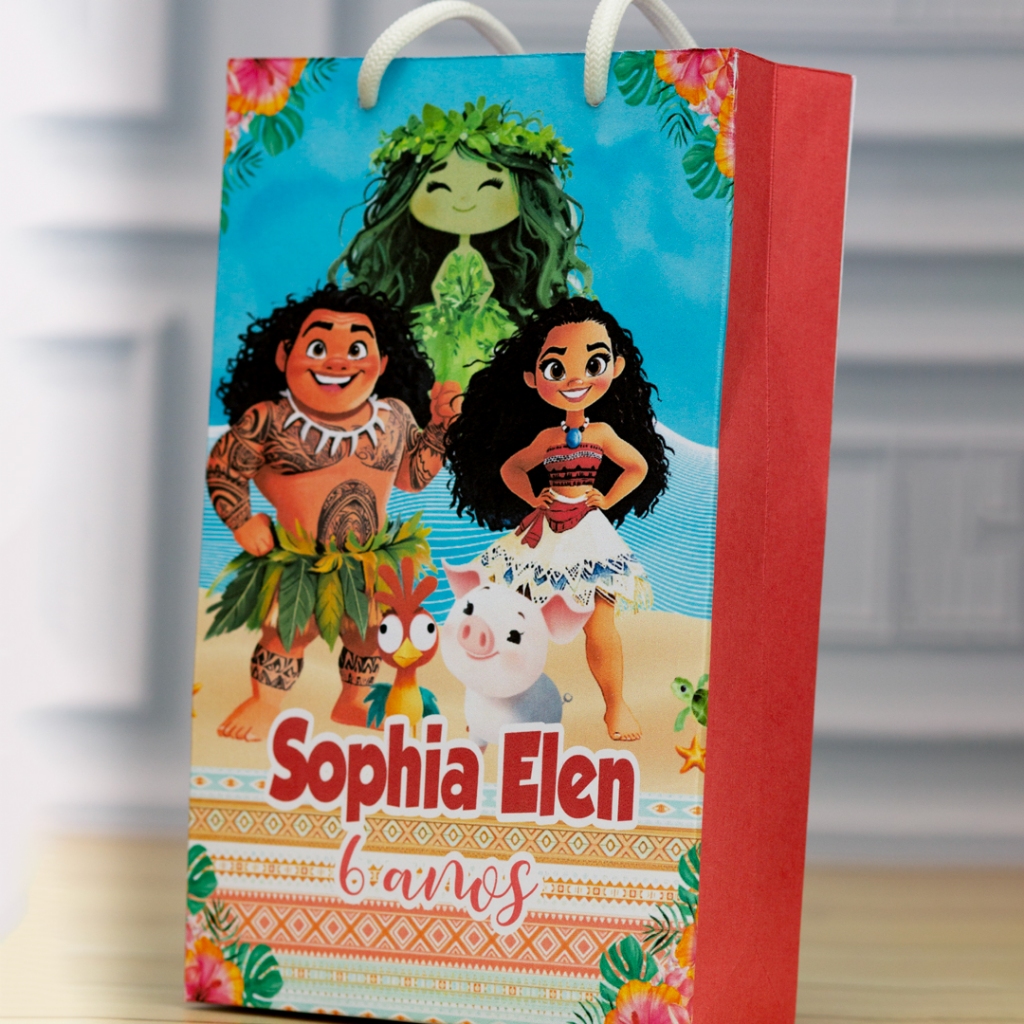 MINI Sacolinha Surpresa Personalizada MOANA  - Lembrancinha Personalizada Festa Infantil Pegue e Monte