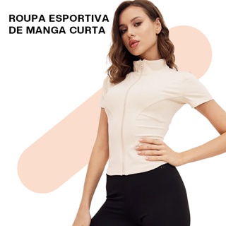 Liouty Jaqueta feminina de manga curta  leve  respirável com proteção UV  ideal para uso na academia (WT04) em Oferta na Shopee