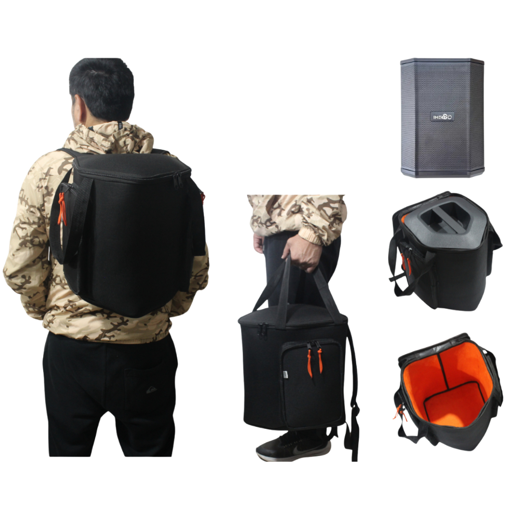 Capa Case  Bag Para Caixa De Som Imenso X74 C/ Bolso P/ dois Microfone