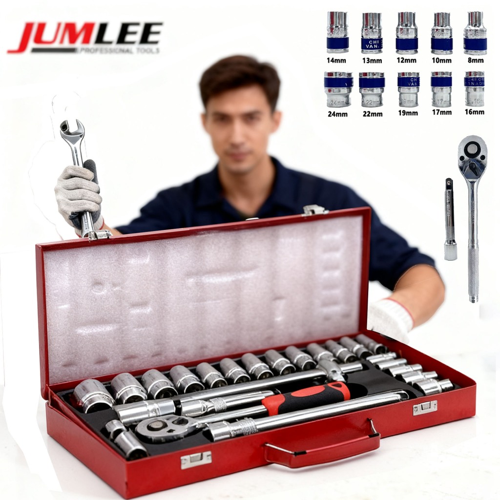 1/2“Jogo De Chave Catraca Caixa De Ferramentas Completa Aplicável a motocicletas, carros e caminhões em Oferta na Shopee