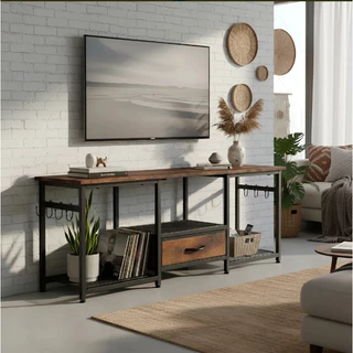 Rack Bancada para TV até 55 Polegadas 1,2m MóVel De TV Com Gavetas, Mesa De Madeira Com Prateleiras