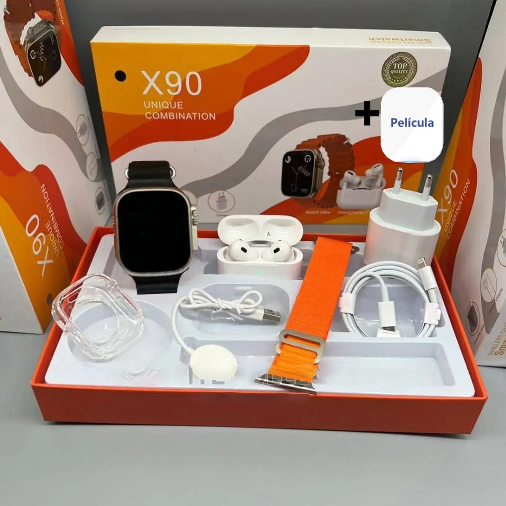 Smartwatch 2026 Novo X90 2.2 Polegadas Para iOS e Android Completo 7 em 1 I15 TWS