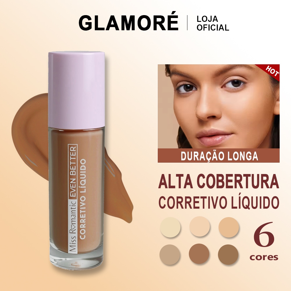 Corretivo Líquido de Alta Cobertura Miss Romantic–Textura Suave, Longa Duração e Acabamento Natural em Oferta na Shopee
