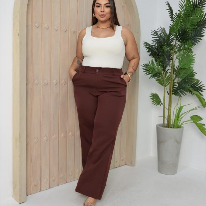 calça pantalona alfaiataria plus size no GG G1 G2 G3 em Oferta na Shopee